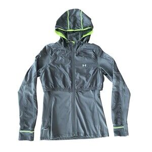 Under Armour Women’s Run Hooded Zip Jacket Gray Green Size S